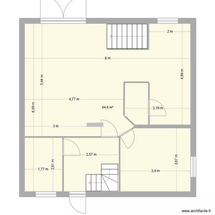 Bissy - RDC. Plan de 1  et 65 m²