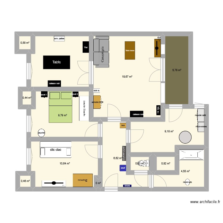 le plan. Plan de 14 pièces et 80 m2