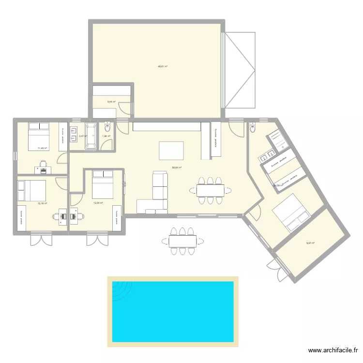 maison. Plan de 10  et 184 m²