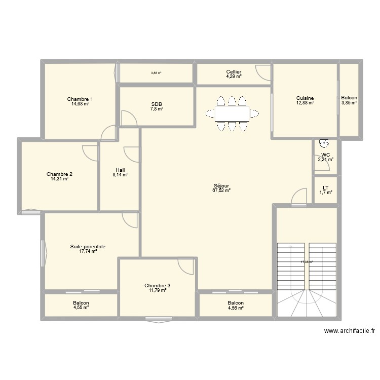 tamurt. Plan de 16 pièces et 198 m2