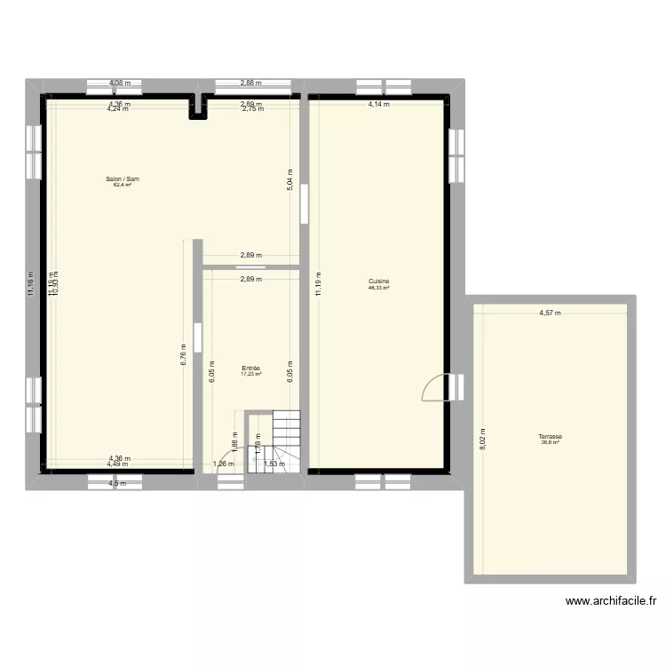 Chatelet Romain. Plan de 5  et 162 m²