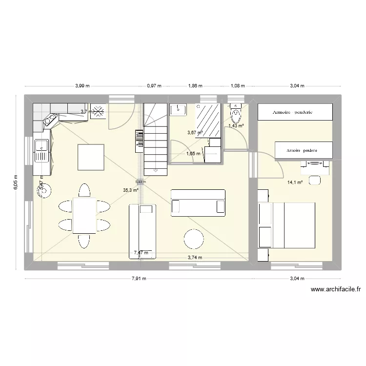 kitbois murol bis. Plan de 9  et 96 m²