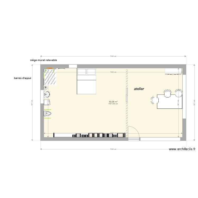 M ZEMERI. Plan de 1 pièce et 50 m2