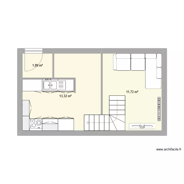 palissy etage. Plan de 5  et 50 m²