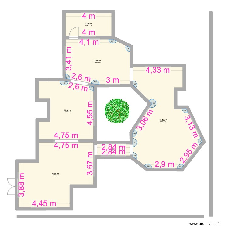 musée. Plan de 6 pièces et 119 m2
