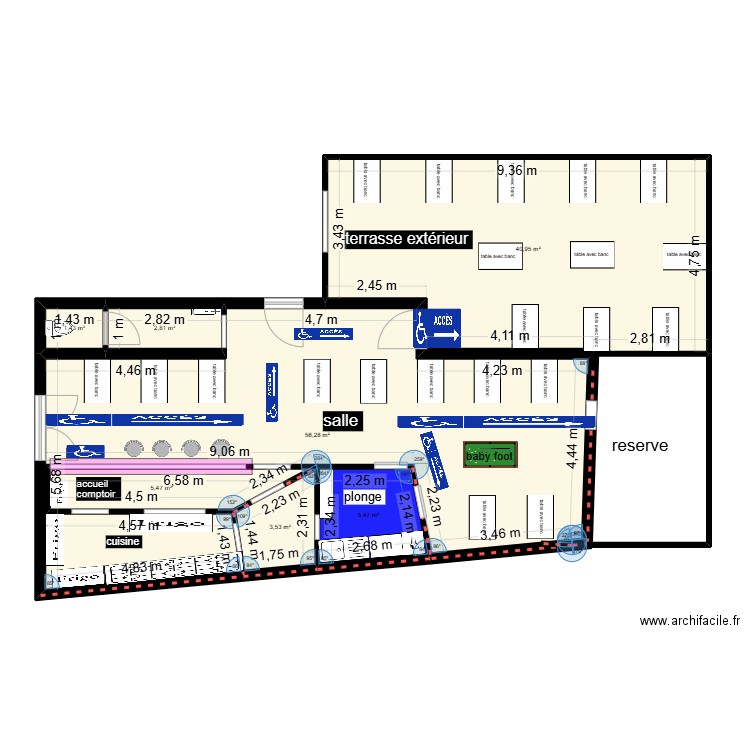 snack ceret. Plan de 7 pièces et 116 m2
