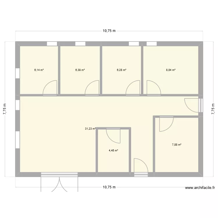 accueil mairie 2. Plan de 7  et 71 m²