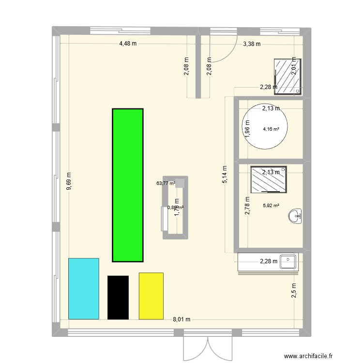 studio J2. Plan de 4 pièces et 76 m2
