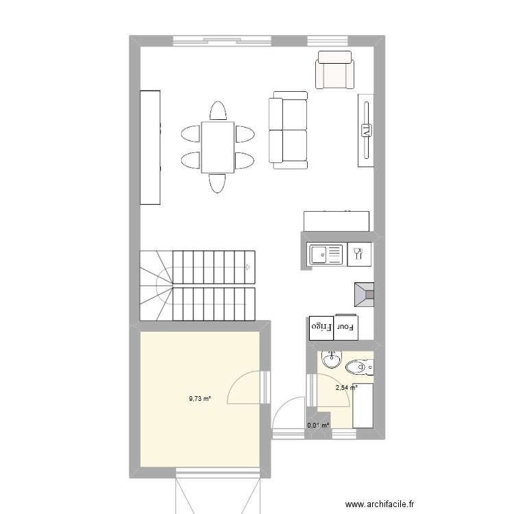 Maison. Plan de 3 pièces et 12 m2