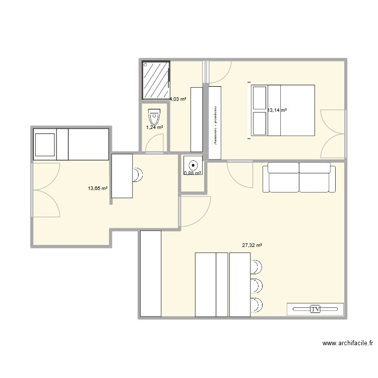 JU DINARD NEW3. Plan de 6 pièces et 60 m2