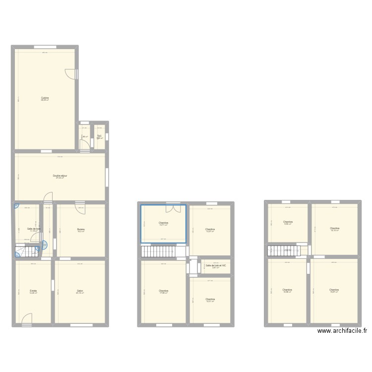 Neufvilles 72. Plan de 18 pièces et 251 m2