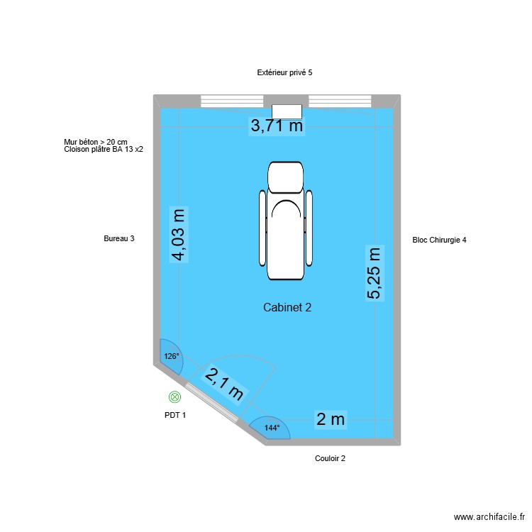 31200 Cabinet 2 2025. Plan de 1 pièce et 18 m2