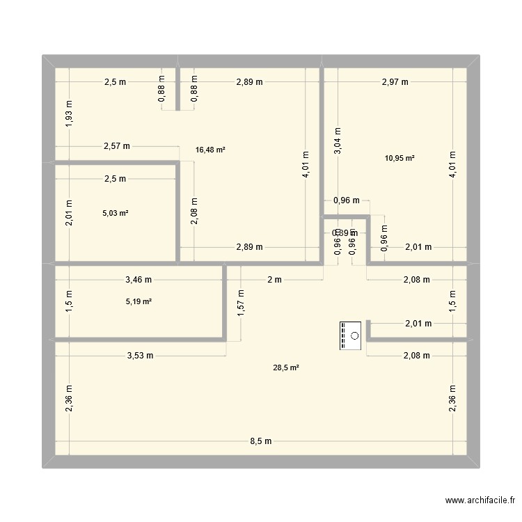 maison bois. Plan de 5 pièces et 66 m2