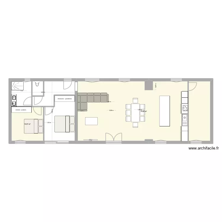 jc3. Plan de 2 Pièces et 86 m²