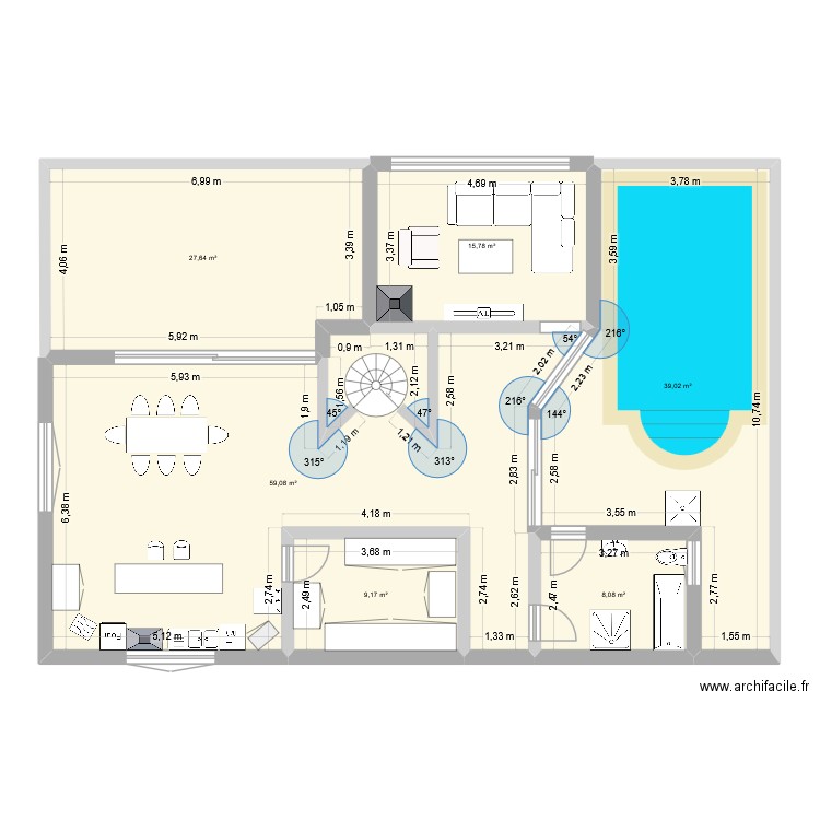 villa. Plan de 6 pièces et 159 m2