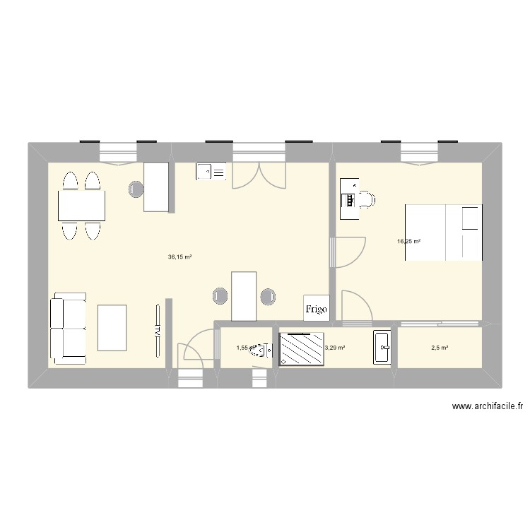 mathias. Plan de 5 pièces et 60 m2