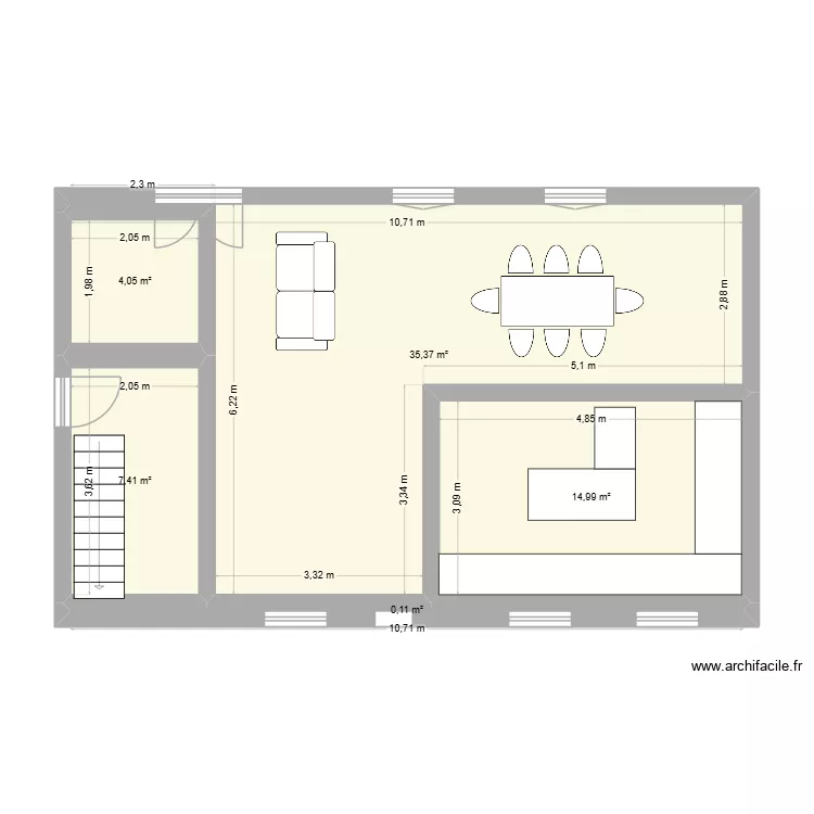 charline projet. Plan de 5 pièces et 62 m²