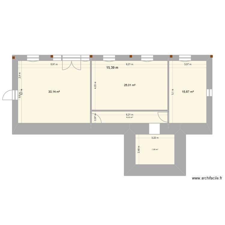 Ecole3. Plan de 5 pièces et 85 m2