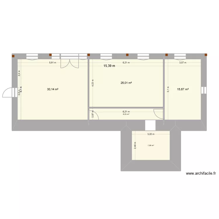 Ecole3. Plan de 5  et 85 m²