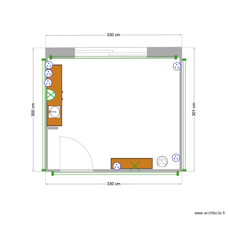 AKOE CABINE1.1 ELEC. Plan de 1 pièce et 9 m2