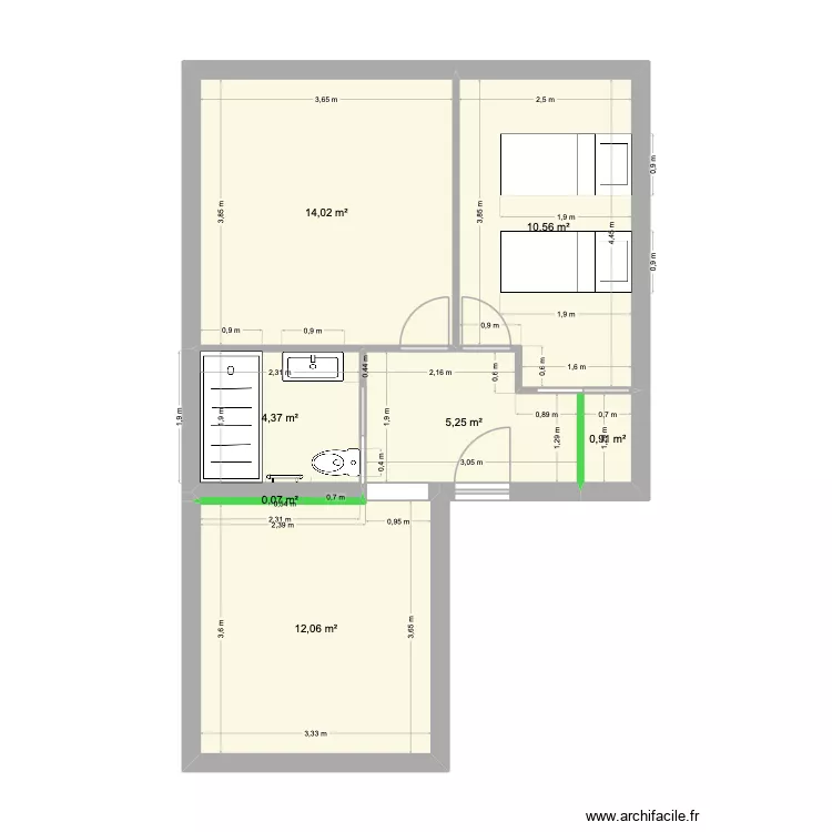 11 BRU.... IDEE 2. Plan de 7  et 47 m²