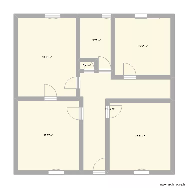 RDC Maison. Plan de 7  et 88 m²