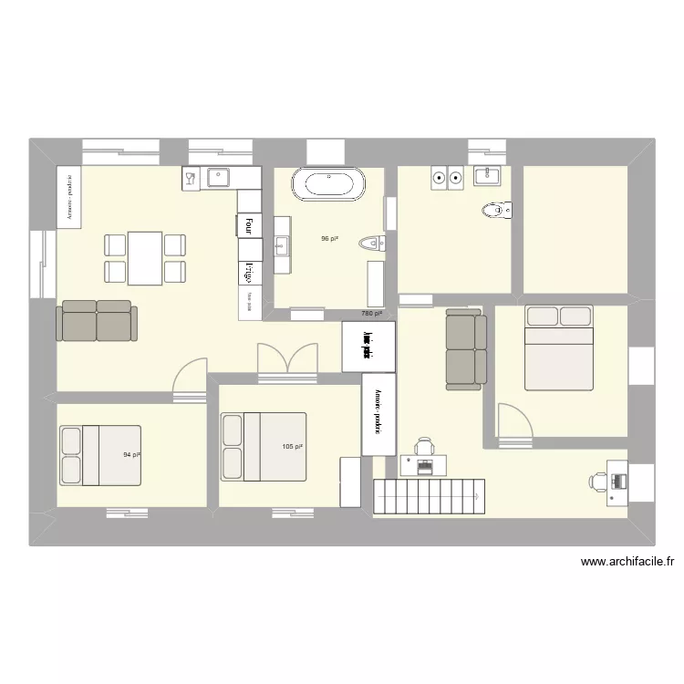 maison elfe 2027. Plan de 4  et 113 m²