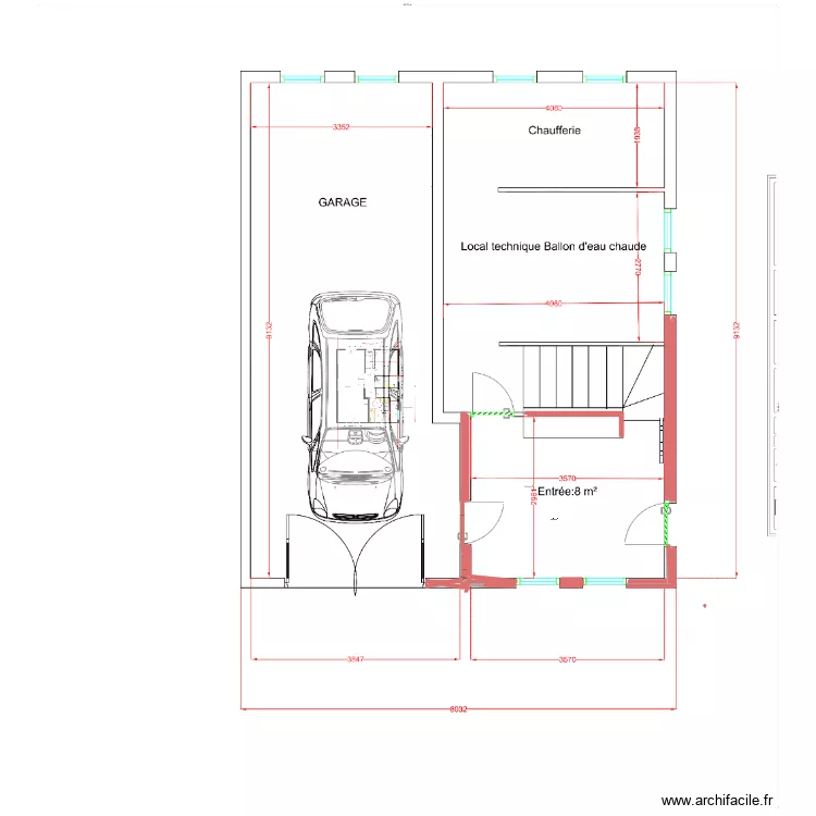barri rdc bas. Plan de 5  et 2 m²