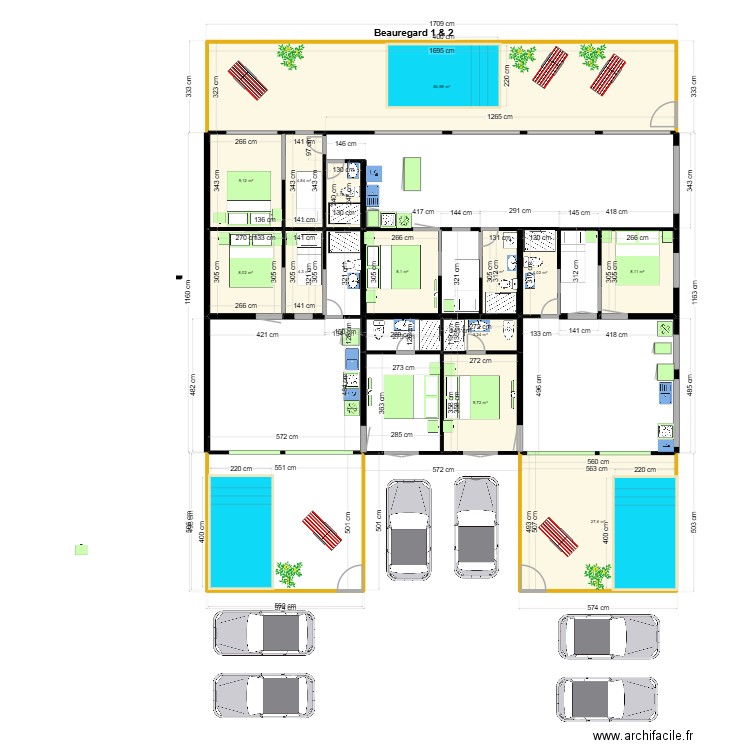 Beauregard parking 3 villa 1. Plan de 13 pièces et 149 m2