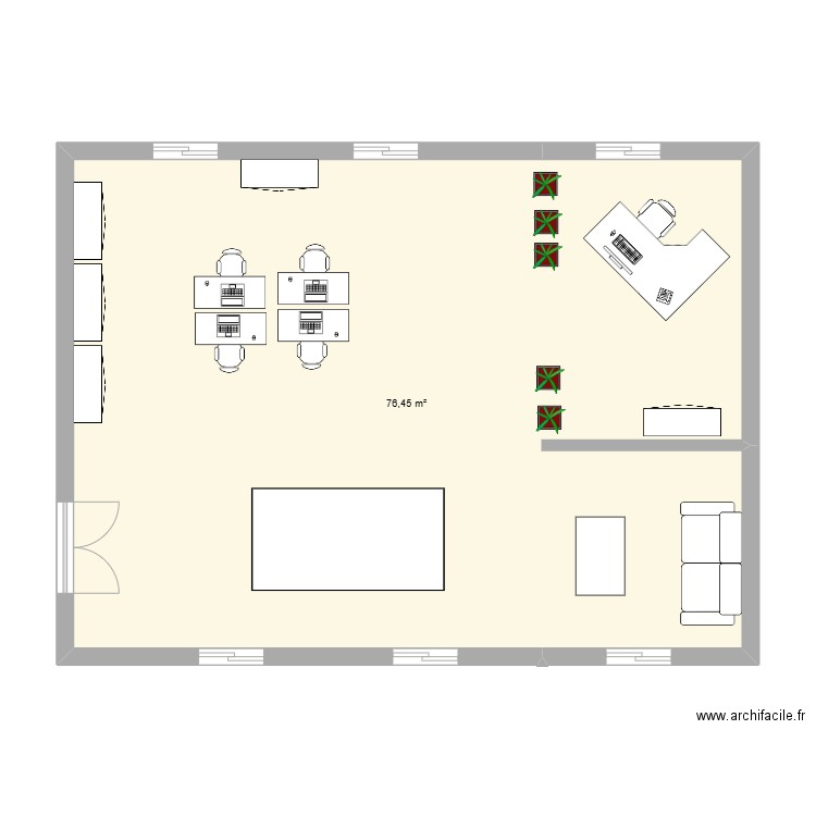 CHP8. Plan de 1 pièce et 76 m2