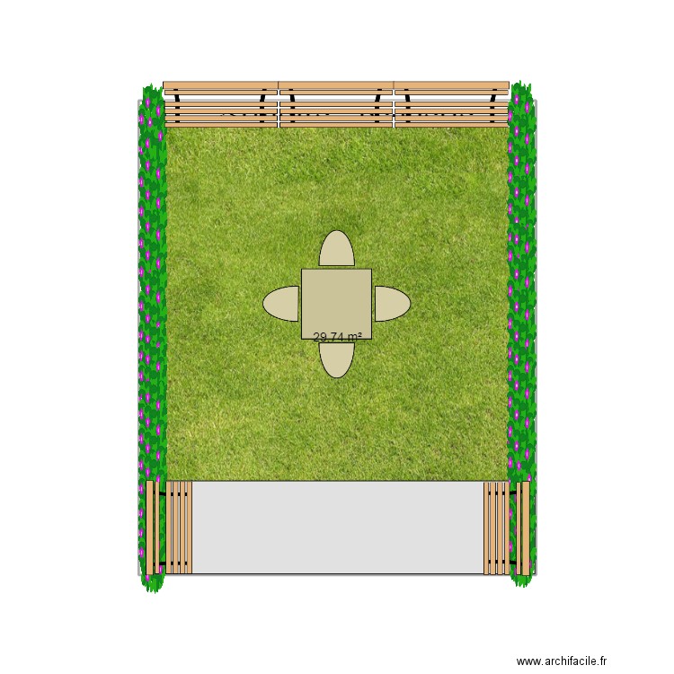 Jardin César23. Plan de 1 pièce et 30 m2