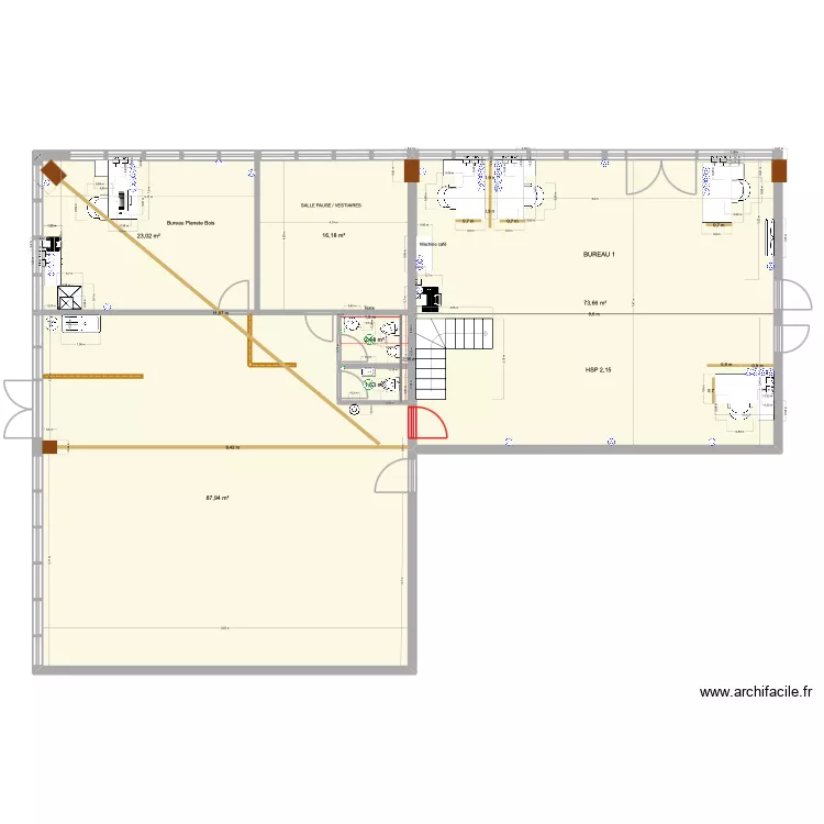Projet WC 2 -Bureau 2- PLANETE BOIS. Plan de 6 et 205 m² Projet WC 2 -Bureau 2- PLANETE BOIS. Plan de 6 et 205 m²