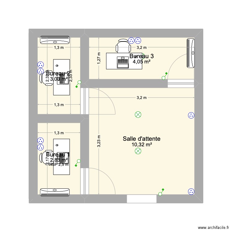 PLAN TEST ROTONDE. Plan de 4 pièces et 20 m2
