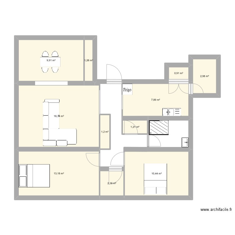 paul vaillant. Plan de 11 pièces et 69 m2