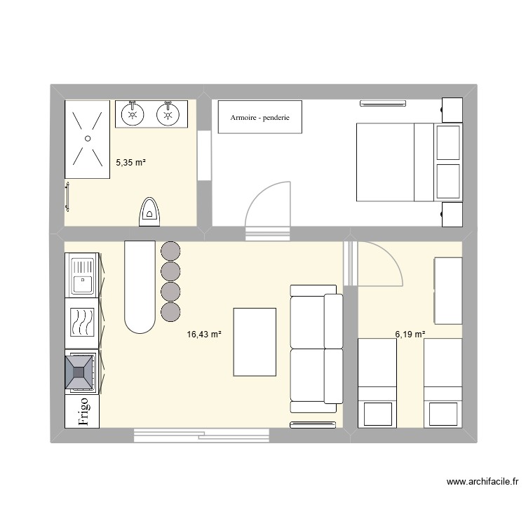 Troglodyte 34m2 4 personnes. Plan de 0 pièce et 0 m2