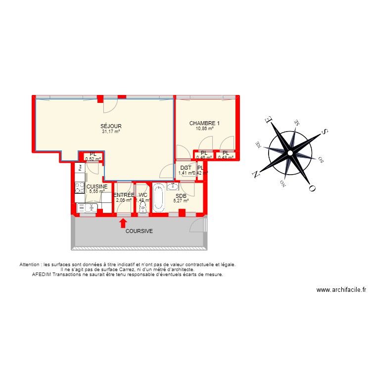 BI 16010. Plan de 16 pièces et 79 m2