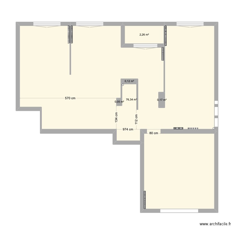 RICHELIEU BASE APRES DEMOL. Plan de 5 pièces et 79 m2