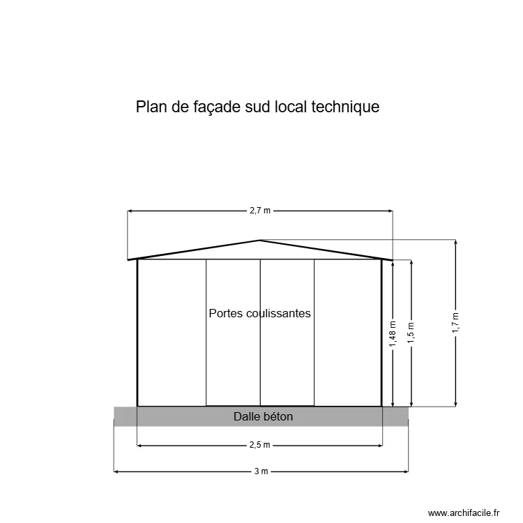 Plan de fa&ccedil;ade sud local technique. Plan de 