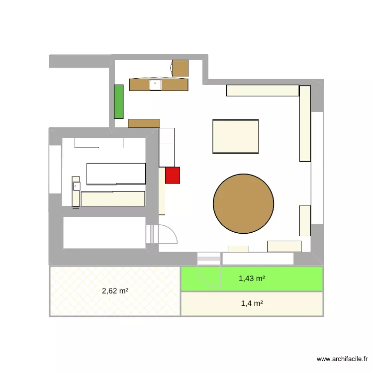 magasin. Plan de 3  et 5 m²