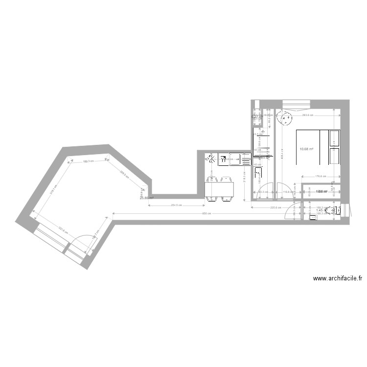 Laveran chambre V3. Plan de 7 pièces et 53 m2