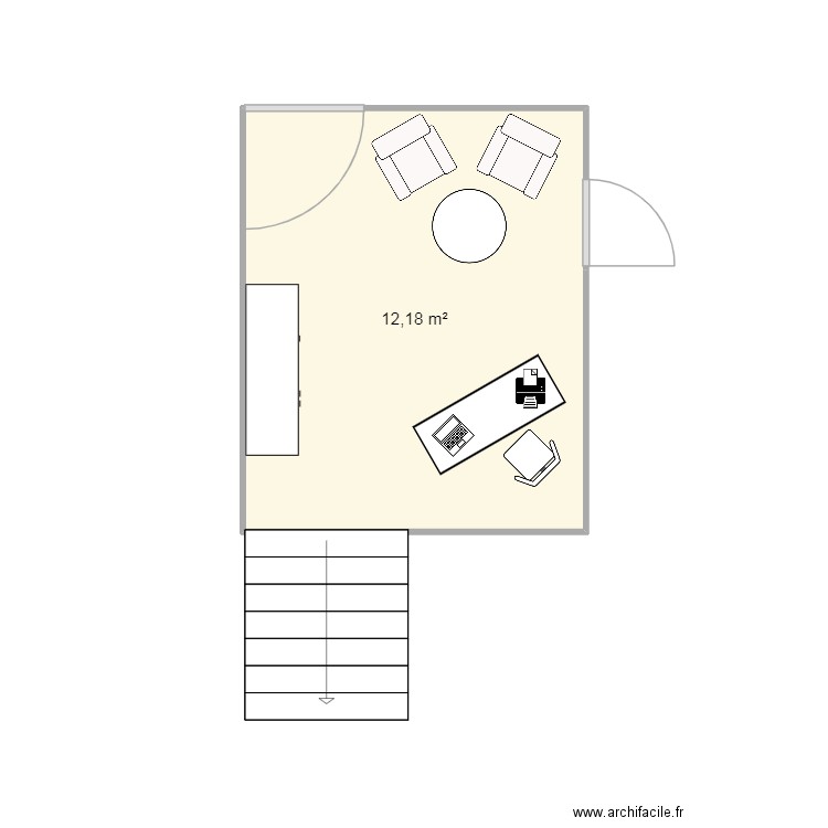 Accueil. Plan de 1 pièce et 12 m2