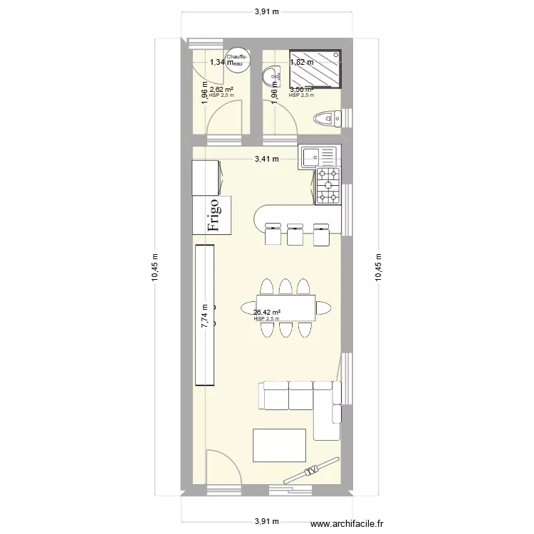 maison. Plan de 3  et 33 m²