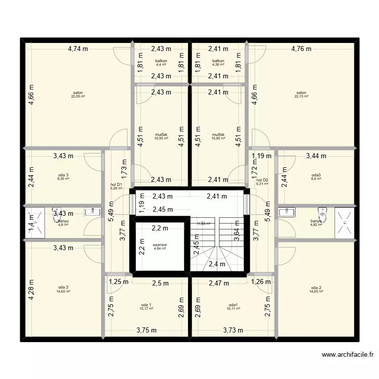 1255 ada 5 parsel giris kat B blok. Plan de 