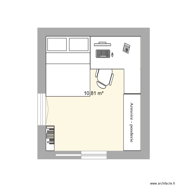 Chambre Coline. Plan de 1 pièce et 11 m2