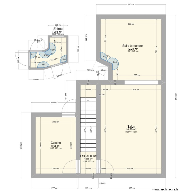 plan CAQUEL. Plan de 5 pièces et 47 m2