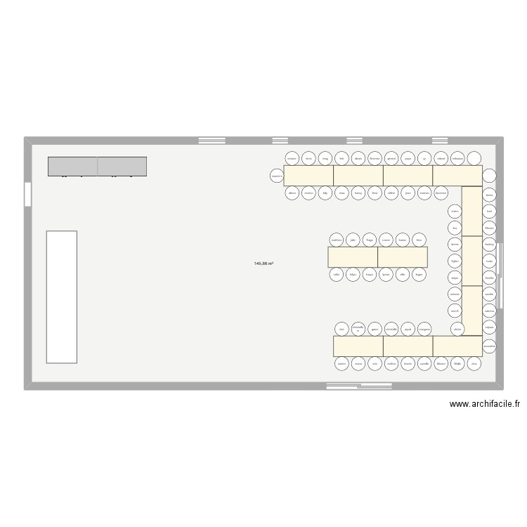 plan de table 1. Plan de 1 pièce et 146 m2