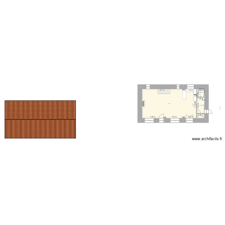 rdc maison. Plan de 4 pièces et 83 m2