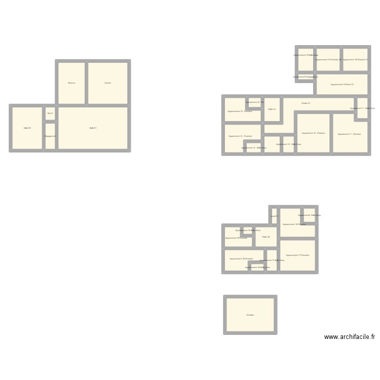 350601896. Plan de 33 pièces et 199 m2