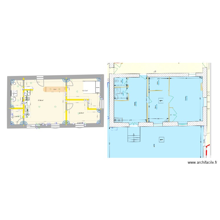 Chessy plomberie. Plan de 4 pièces et 49 m2