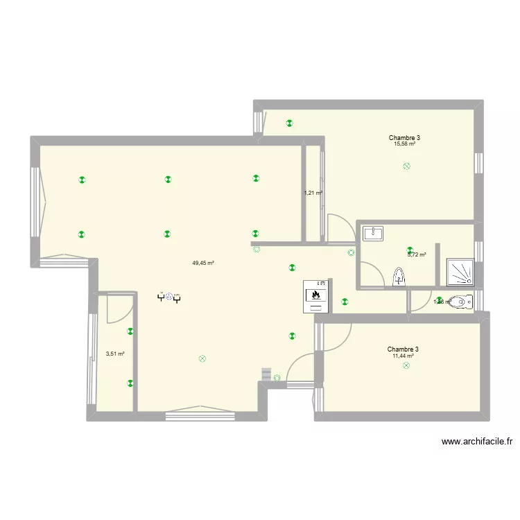 appart azib. Plan de 7  et 88 m²
